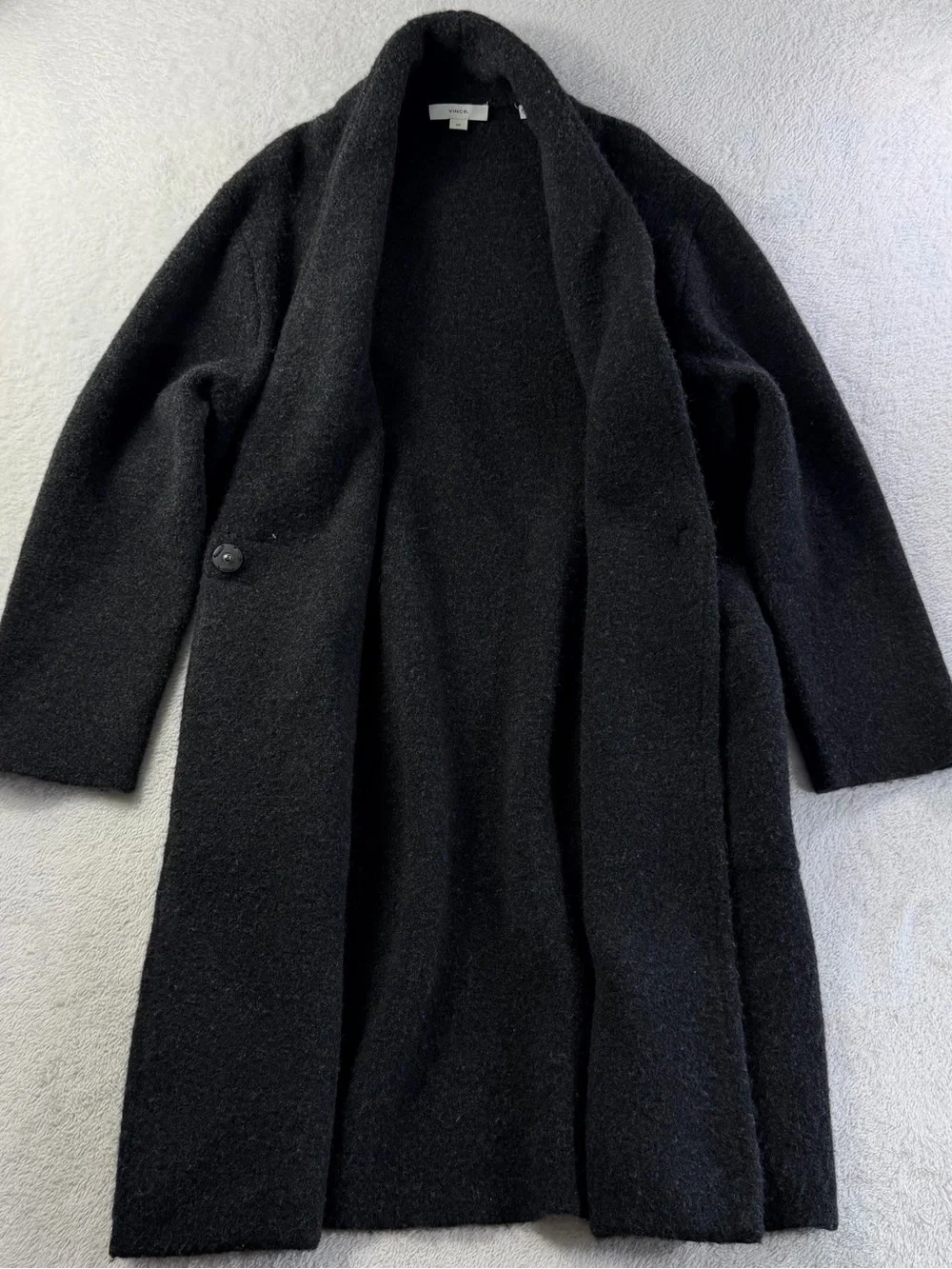 Vince Collar Cardigan Coat Merino Wool Alpaca Black S Relaxed Oversized Charcoal